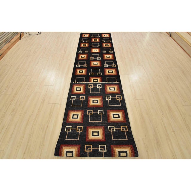 Fine Gabbeh Runner 3’2” X 15’2” Black Wool Contemporary Hand-Knotted Rug For Sale - Image 13 of 14