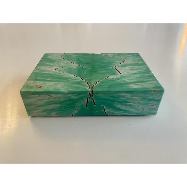 Vintage Amazonite Jewelry Box with Sterling Silver Hinges, 1950 For Sale - Image 10 of 10