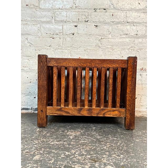 Mid 20th Century Craftsman Style Mission Oak Magazine Holder For Sale - Image 4 of 11