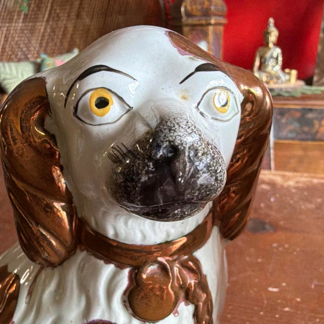 Farmhouse A Fine Pair of Antique Staffordshire Spaniel Dogs With Copper Lustre, Circa 1880 For Sale - Image 3 of 12