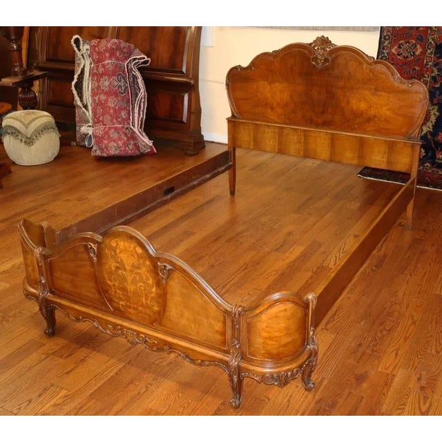 French French Louis XVI Style Circassian Walnut Full Size Bed Circa 1920's For Sale - Image 3 of 8