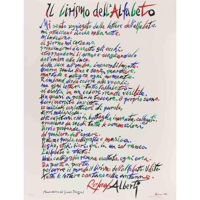 Rafael Alberti, The Lyricism of Alphabet, Lithograph, 1972 For Sale - Image 4 of 4