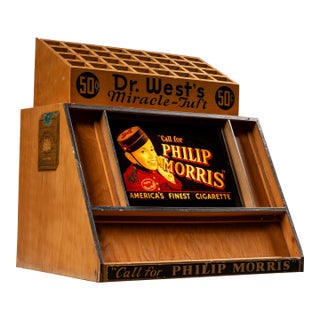 Vintage Phillip Morris Wooden Point-of-Sale Countertop Display For Sale