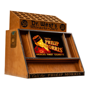 Vintage Phillip Morris Wooden Point-of-Sale Countertop Display
