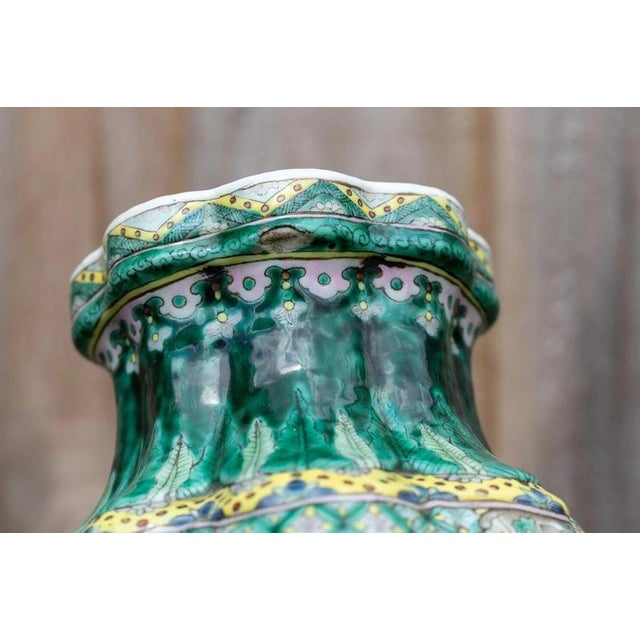 Ceramic Early 19th Century Qing Dynasty Chinese Famille Verte Wucai Porcelain Vase For Sale - Image 7 of 18