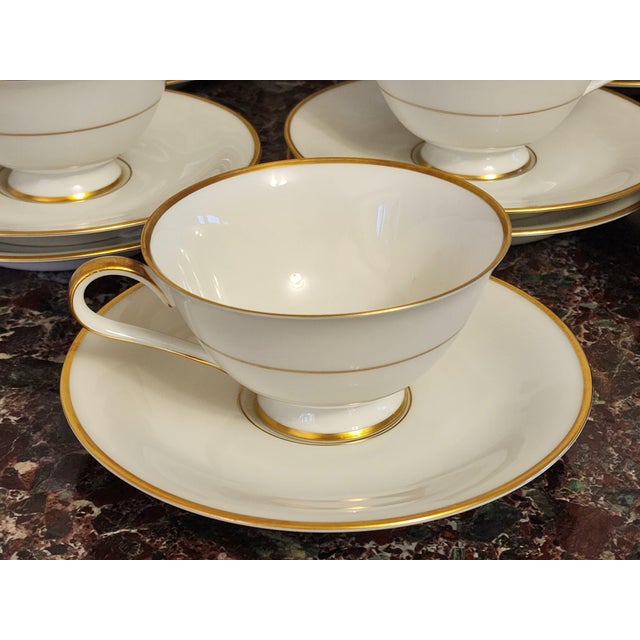 Heinrich & Co. Antique H & C Selb Bavaria Germany Heinrich Anmut 14092 White & Gold Discontinued Dinnerware Service for Twelve- 66 Pieces For Sale - Image 4 of 13