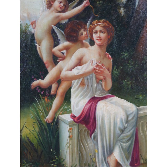 Late 20th Century French Neoclassical Les Avances l'Amour Oil Painting After Guillaume Seignac 29" For Sale - Image 5 of 10