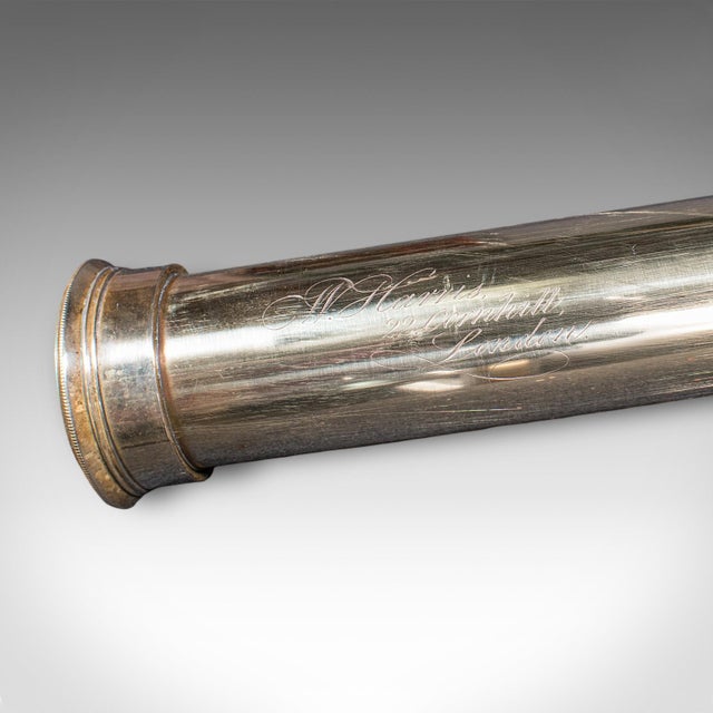 Brown Large Antique 4 Draw Telescope, English, Maritime Spyglass, W Harris, William IV For Sale - Image 8 of 12