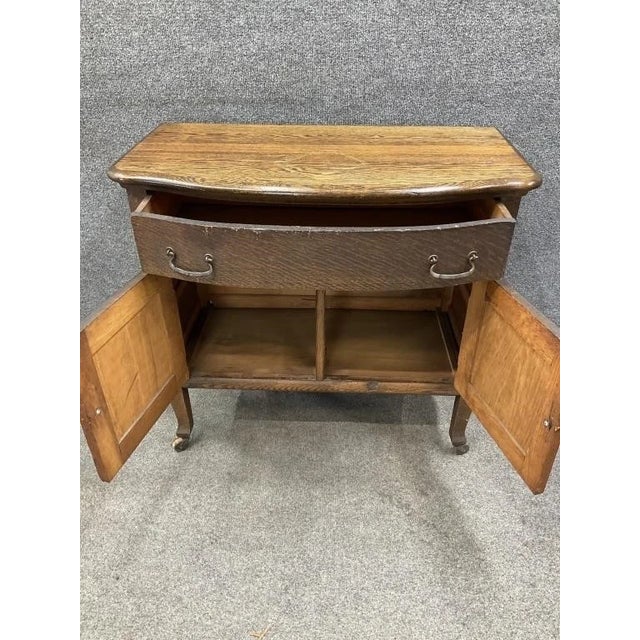 Antique Oak Sideboard Cabinet, Early 1900s Small Server, Dovetail Drawer, Arts & Crafts Bar Cabinet, Vintage Entryway Chest For Sale - Image 4 of 7