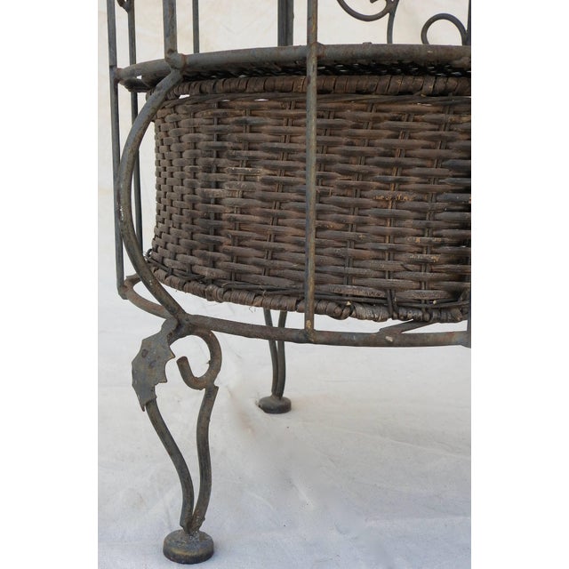 1950s Mid-Century Iron and Wicker Wine Rack For Sale - Image 5 of 13