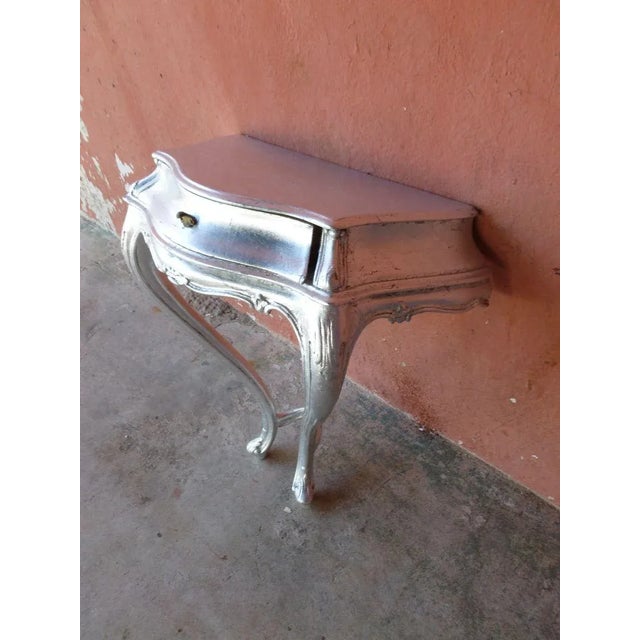 1960s Mid Century Modern Silver Leaf Wall Console Table For Sale In Miami - Image 6 of 8