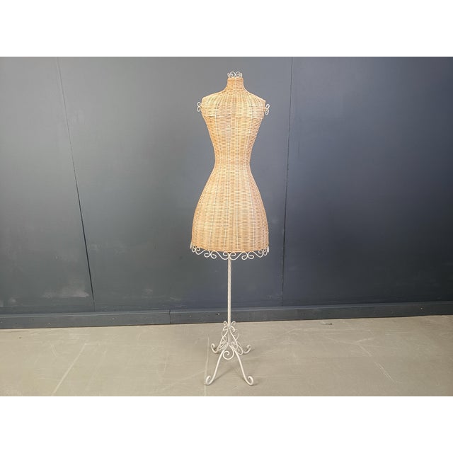 Vintage Wicker Mannequin on Wrought Iron Base, 1960s For Sale - Image 9 of 11