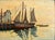 Vintage Painting of a Sailboat in Harbor For Sale - Image 4 of 7