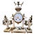 This Antique 19th-Century French Mantle Clock Set Features White Marble (Often Alabaster) and Gilt Bronze Ormolu Mounts. For Sale