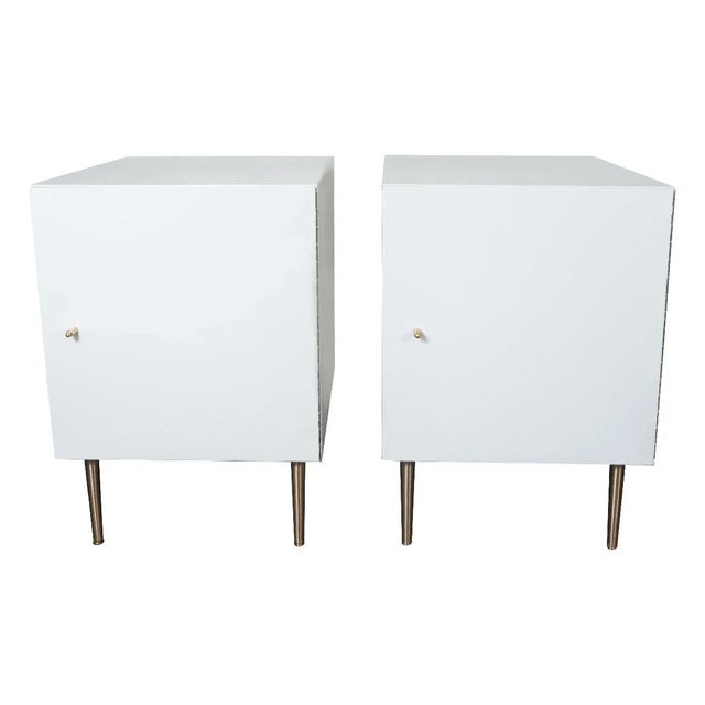 Vintage Mid-Century Modern Cubic White Cabinets - a Pair For Sale - Image 13 of 13