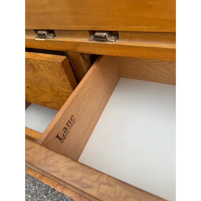 Brown 1970s Lane Mid Century Burl Wood Tall Dresser / Gentleman's Chest For Sale - Image 8 of 12