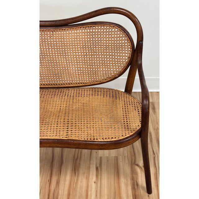 Brown Vintage Child's Size Caned Thonet Style Bentwood Bench For Sale - Image 8 of 8