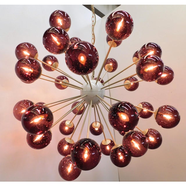 Not Yet Made - Made To Order 21st Century Nova Satin Brass Amethyst Bubbles Murano Sputnik Chandelier by Fabio LTD For Sale - Image 5 of 7