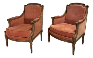 Louis XVI Style Bergère Armchairs, 1940s, Set of 2
