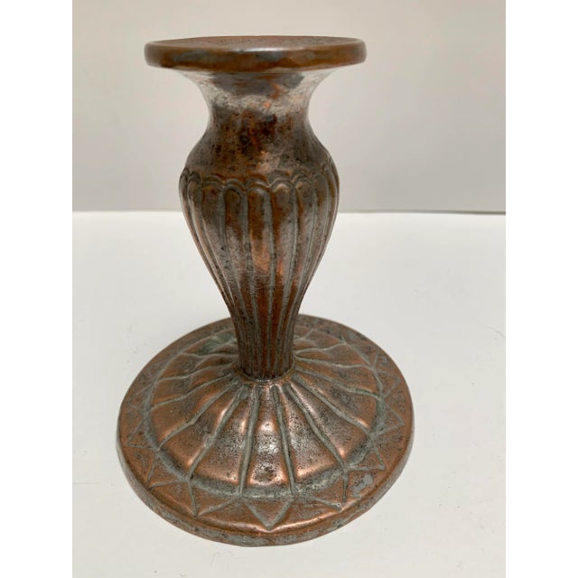 Cabin Vintage Copper Pewter Forged Candleholder For Sale - Image 3 of 9