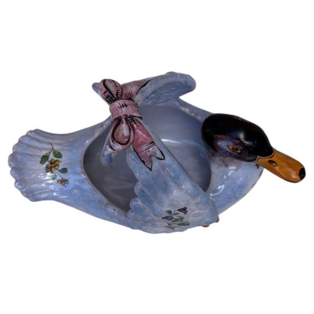 Ceramic 19th Century French Faience Duck Jardiniere Saint Clement For Sale - Image 7 of 10