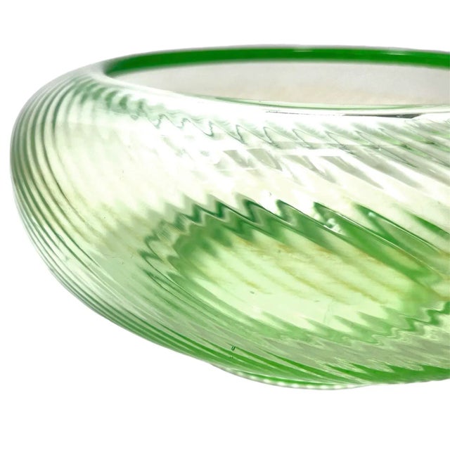 1930s 1930s Art Deco Uranium Glass Spiral Bowl For Sale - Image 5 of 8