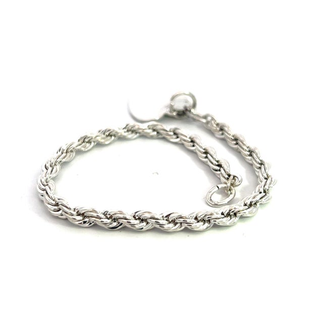 Metal 1990s Tiffany & Co Estate Twisted Rope Bracelet With Heart 8" Sterling Silver For Sale - Image 7 of 9