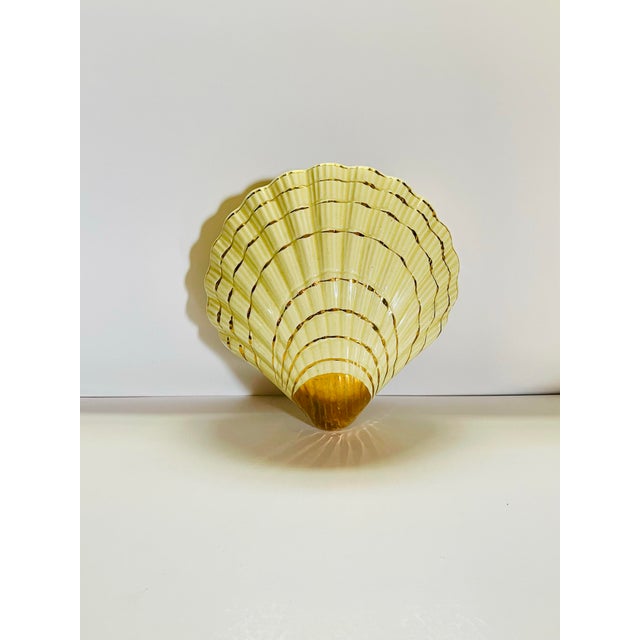 Vintage Yellow & Gold Seashell Hanging Vase For Sale - Image 4 of 6