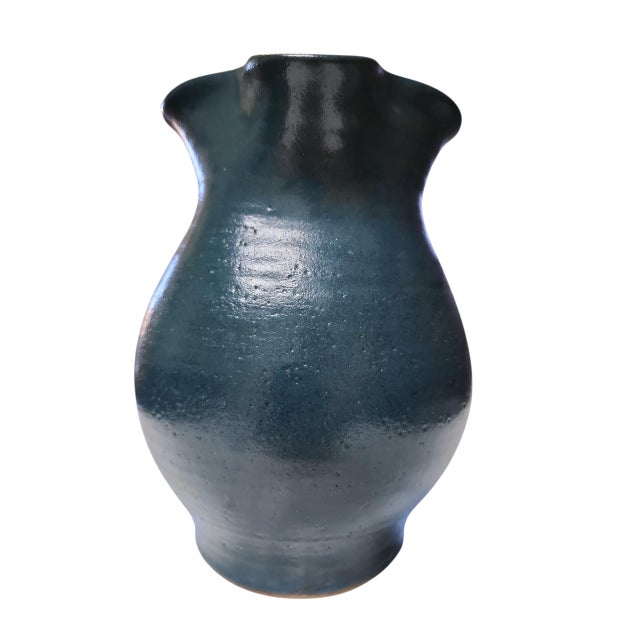 Vintage Artist Signed Studio Pottery Large Pitcher For Sale - Image 4 of 7