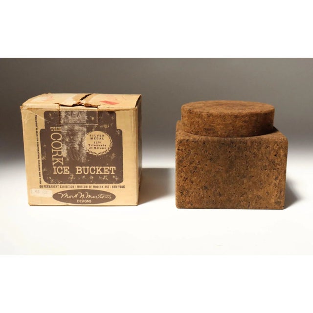 Vintage Cork Ice Bucket With Milk Glass Insert by Mort Marton - Unused With Box For Sale In New York - Image 6 of 12