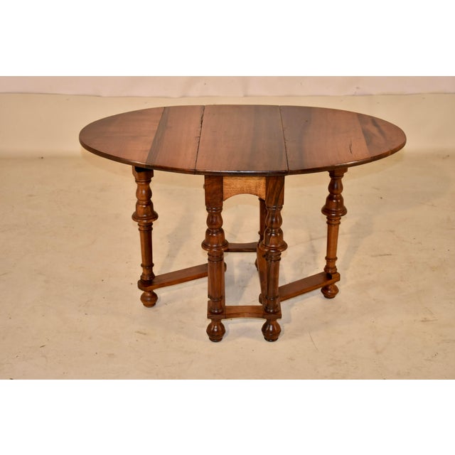 Walnut Dropleaf Table From England, Circa 1900 For Sale - Image 4 of 11