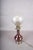 Amber-Brown Glass and Brass Table Lamp with Etched Glass Globe, 1950s For Sale - Image 12 of 18