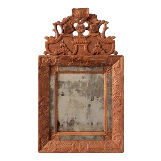 Early 18th Century French Regency Carved Wood Crested Mirror For Sale