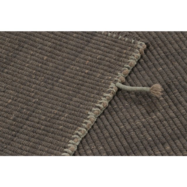 Gray Rug & Kilim's Accent Kilim, Gray Textural Stripes With Beige Accents For Sale - Image 8 of 8