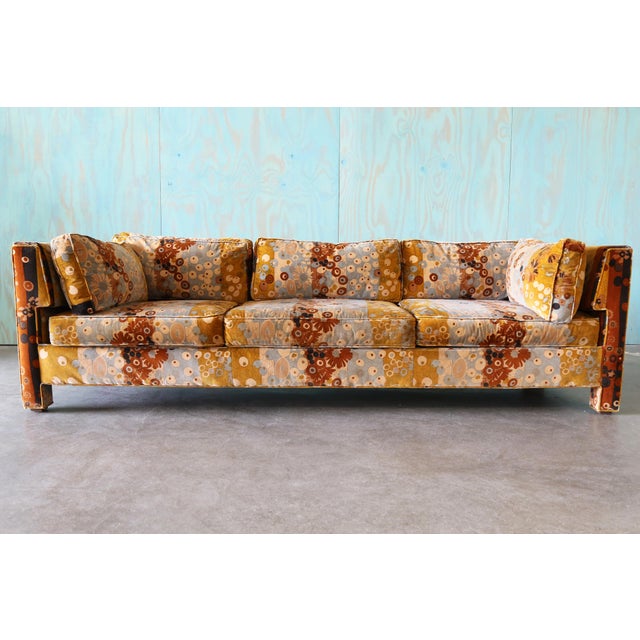1960s Attributed to Milo Baughman for Thayer Coggin Sofa Jack Lenor Larsen Primavera For Sale - Image 11 of 15