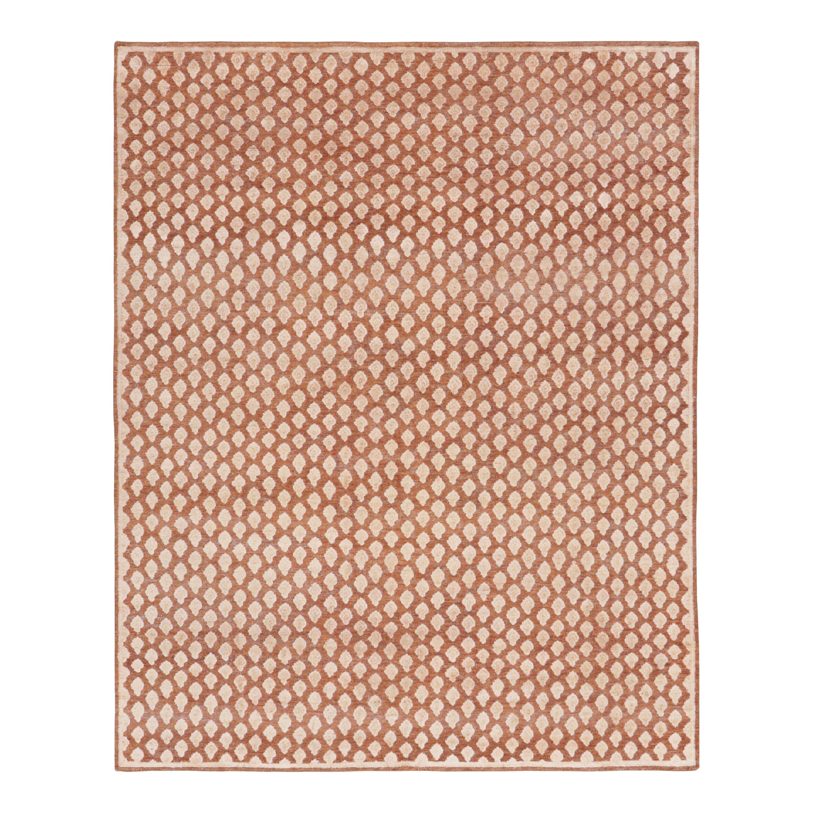 Rug & Kilim’s Modern Block Print Rug in Pink With Cream Floral Pattern ...