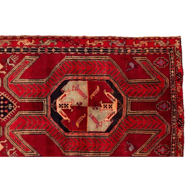 Mid 20th Century Red Vintage Persian Handmade Wool Runner For Sale - Image 5 of 7