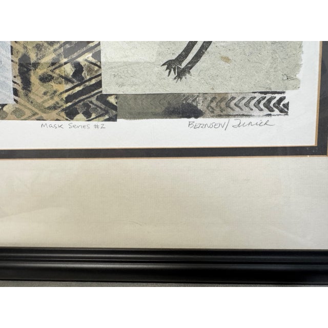 Abstract 1990s "Mask Series #2" Mixed Media Print For Sale - Image 3 of 4