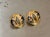80s Gold Tone / Blue Swirl "O" Stud Earrings For Sale - Image 4 of 4