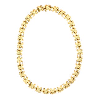 1990s Tiffany & Co. Signature X Link Necklace 18k Yellow Gold For Sale