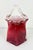 Mid-Century Modern Vintage Murano Style Ruby Red Art Glass Purse Vase With Clear Handle & Aventurine Flecks For Sale - Image 3 of 12