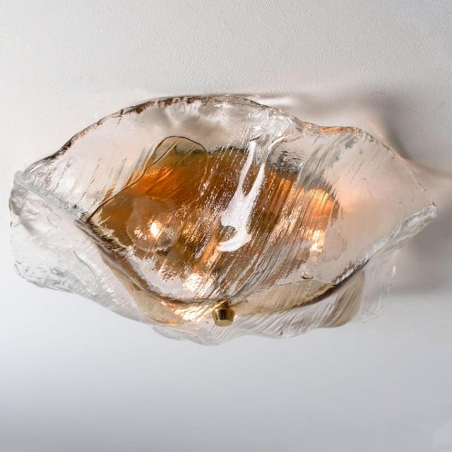 Amber and Clear Flush Mount attributed to J. T. Kalmar for Kalmar, Austria, 1960s For Sale - Image 6 of 18