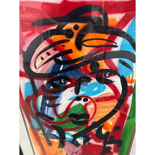 Peter Keil 1970s Peter Keil Abstract Graffiti Large Portrait Painting For Sale - Image 4 of 6