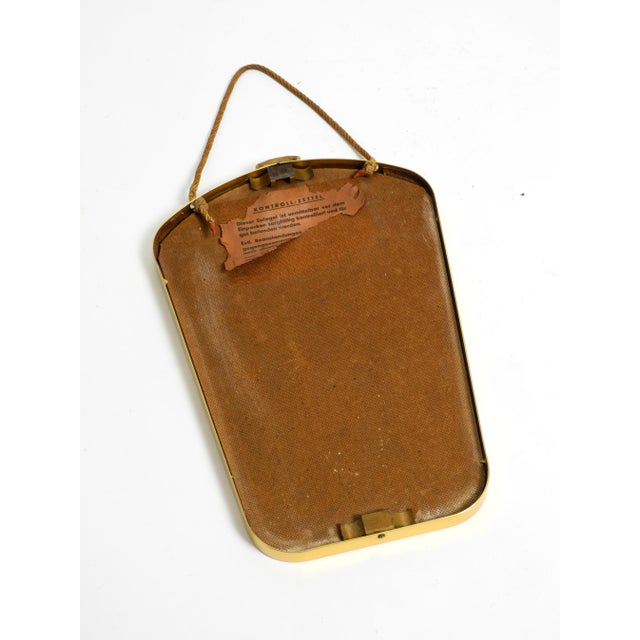 Small Mid-Century Brass Wall Mirror with Braided Hanging Strap, 1950s For Sale - Image 16 of 18