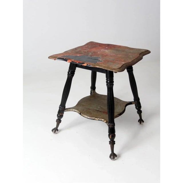 Antique Victorian Parlor Table With Glass Ball and Claw Feet For Sale - Image 11 of 14