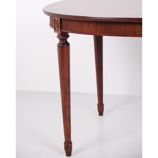 Gustavian Style Oval Mahogany Dining Table with 3 Extension Leaves, 1940s For Sale - Image 13 of 14