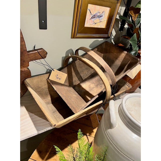 Wood English Wooden Gathering Basket With Wooden Handle - #362 For Sale - Image 7 of 7