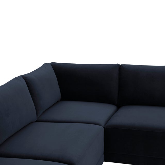 2020s Willow Navy Modular 5-Piece Performance Velvet L Sectional For Sale - Image 5 of 7