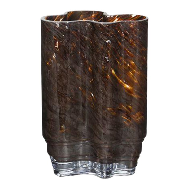 Tortoise Brown Blown Glass Vase For Sale