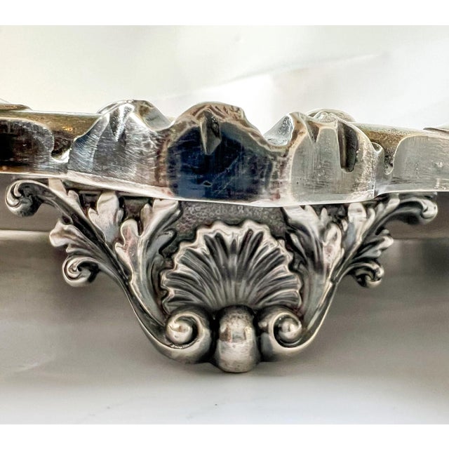 1940s Reed & Barton Silver Tray – Shell Motif Oval Footed Serving Piece For Sale - Image 10 of 12